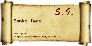 Sanko Imre névjegykártya